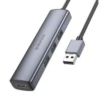 Адаптер переходник BOROFONE DH12 Smart 4-в-1 конвертер (Type-C на USB3.0*4)(L=0.2M)