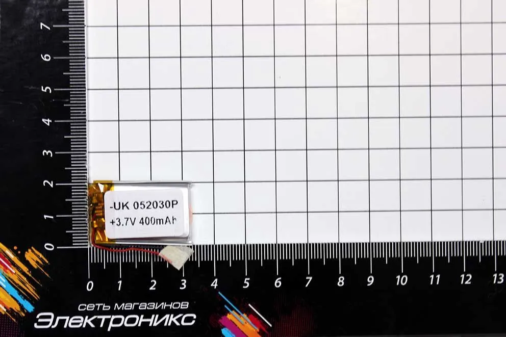 Литий-полимерный аккумулятор UK052030 (32X20X3,5mm) 3.7V 400mAh
