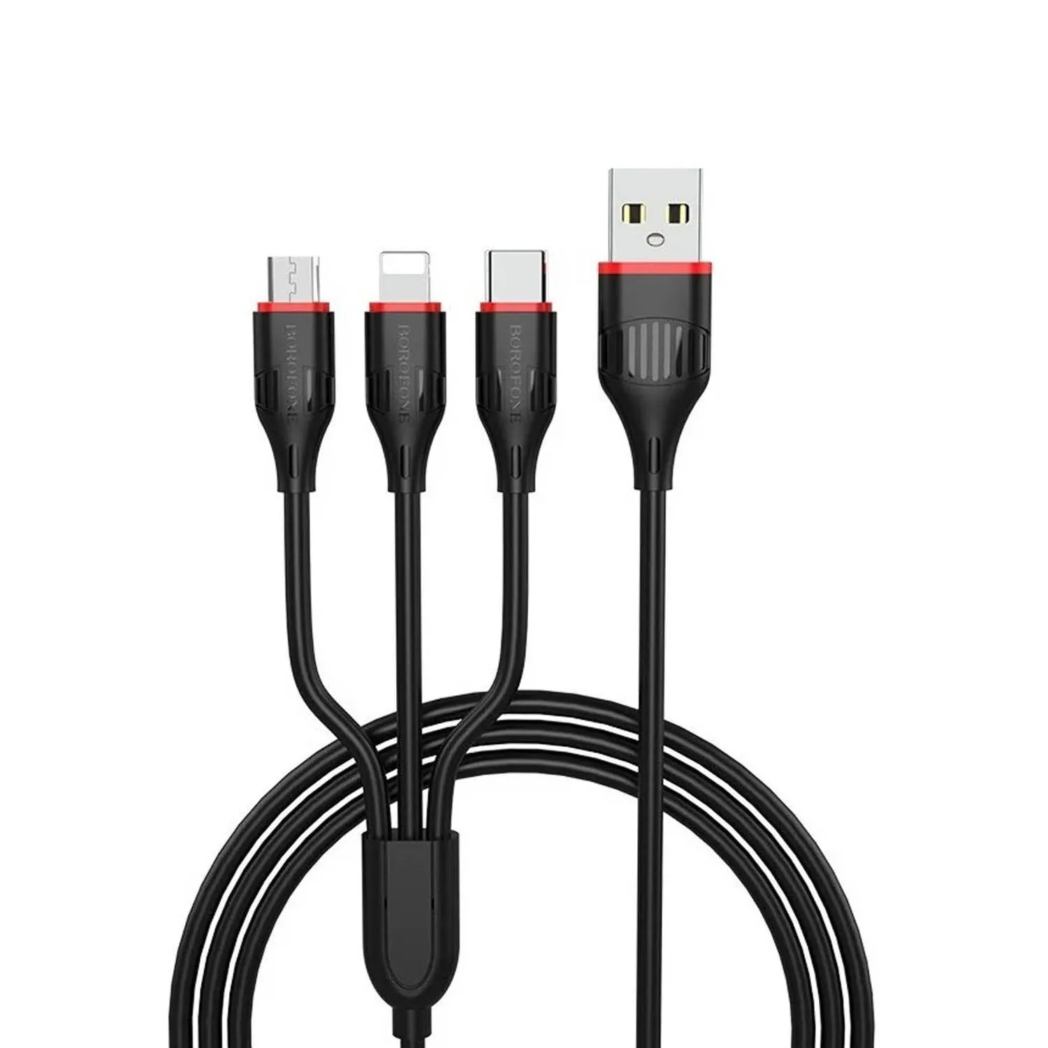 Кабель Borofone BX17 USB - micro-USB, Lightning, Type-C 3в1 (черный)