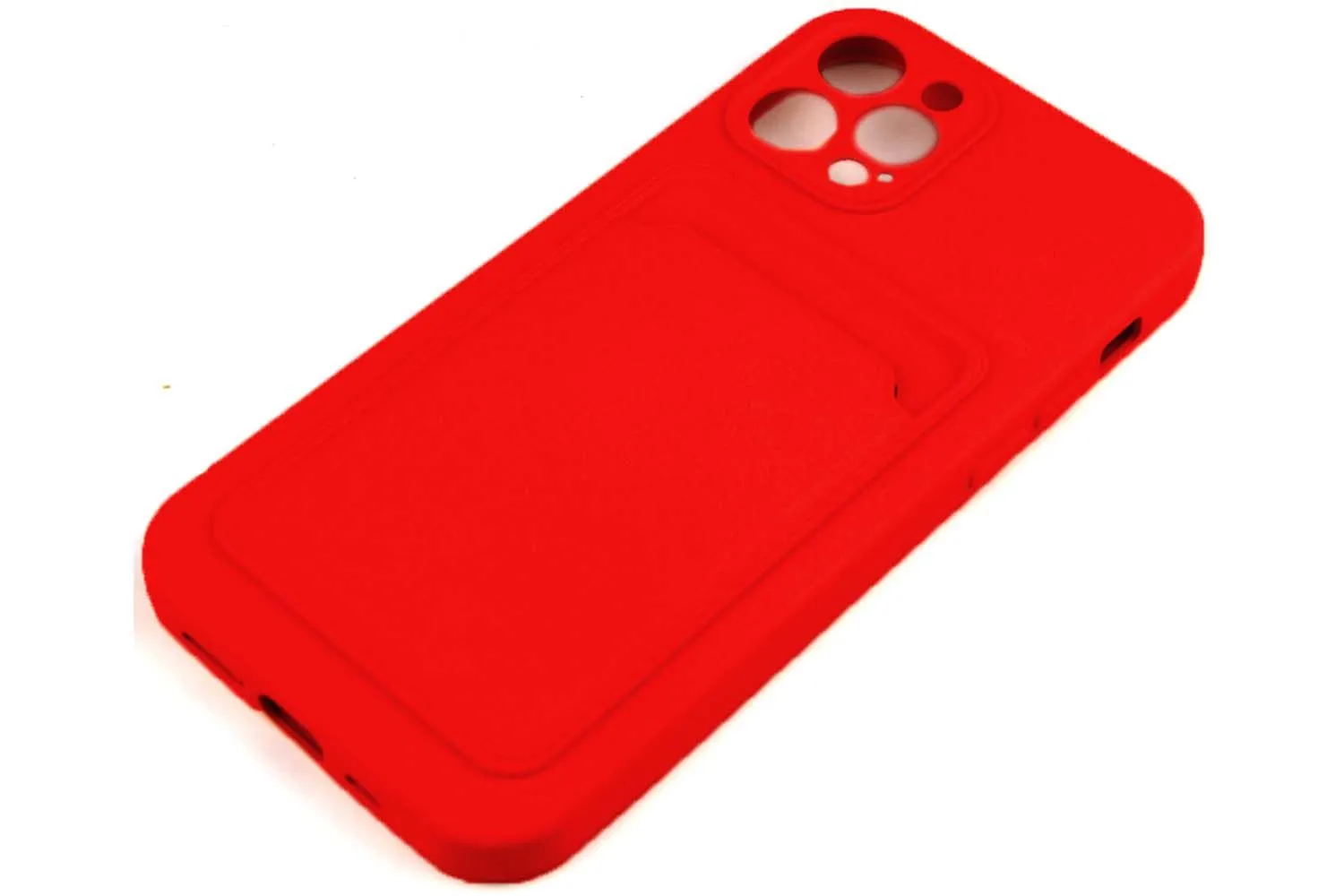 Силиконовый чехол кейс с кармашком под карточку Apple iPhone 12 Pro (красный)