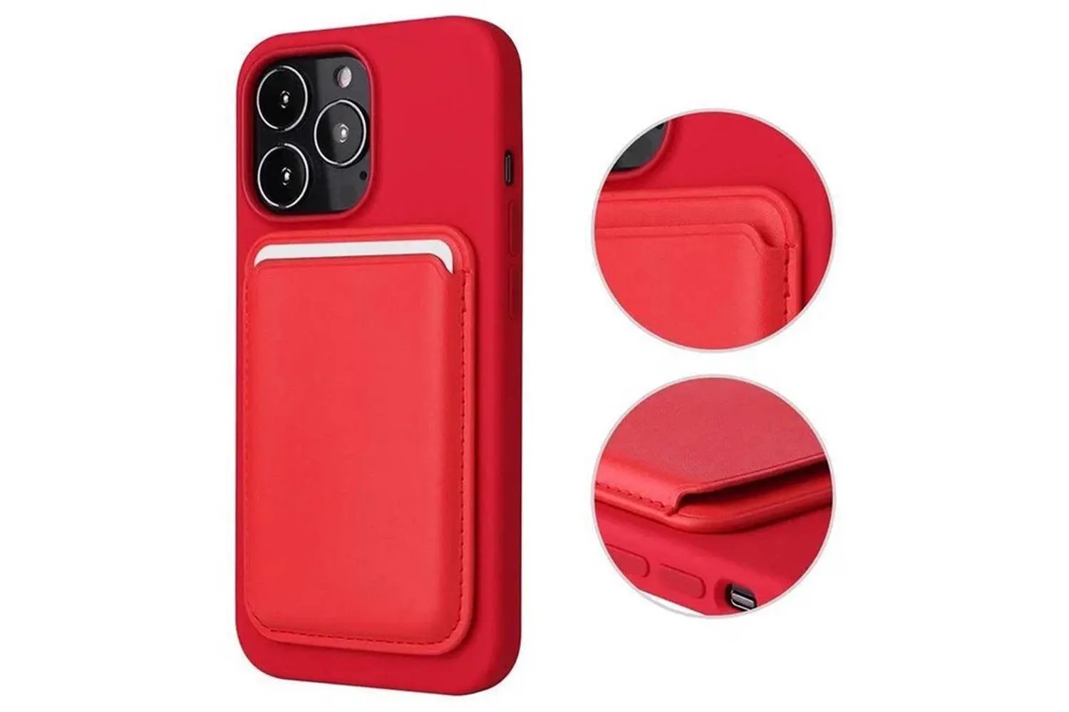 Кожаный Карт Холдер c Magsafe для Apple iPhone (красный)