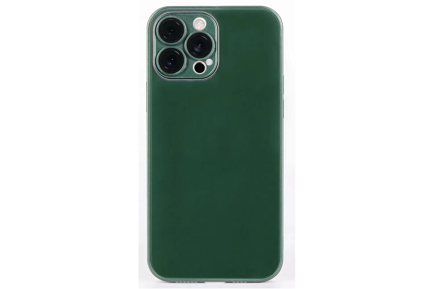 Чехол стеклянный с защитой под камеру для Apple IPhone 13 Pro Max Silicone+Glass CASE (зеленый)