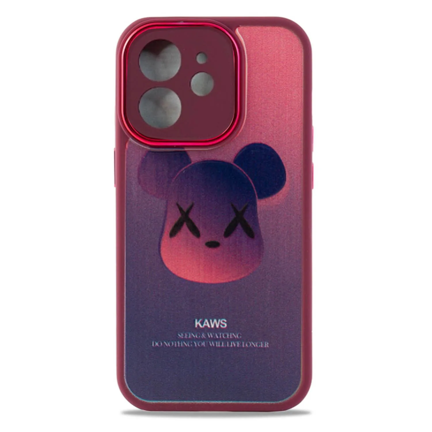 Чехол пластиковый для Apple iPhone 12, с защитой под камеру, с принтом (красный)