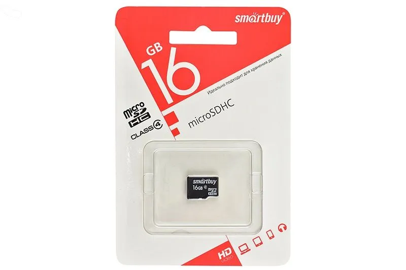 Карта памяти MicroSD 16GB SmartBuy Class 4 без адаптера
