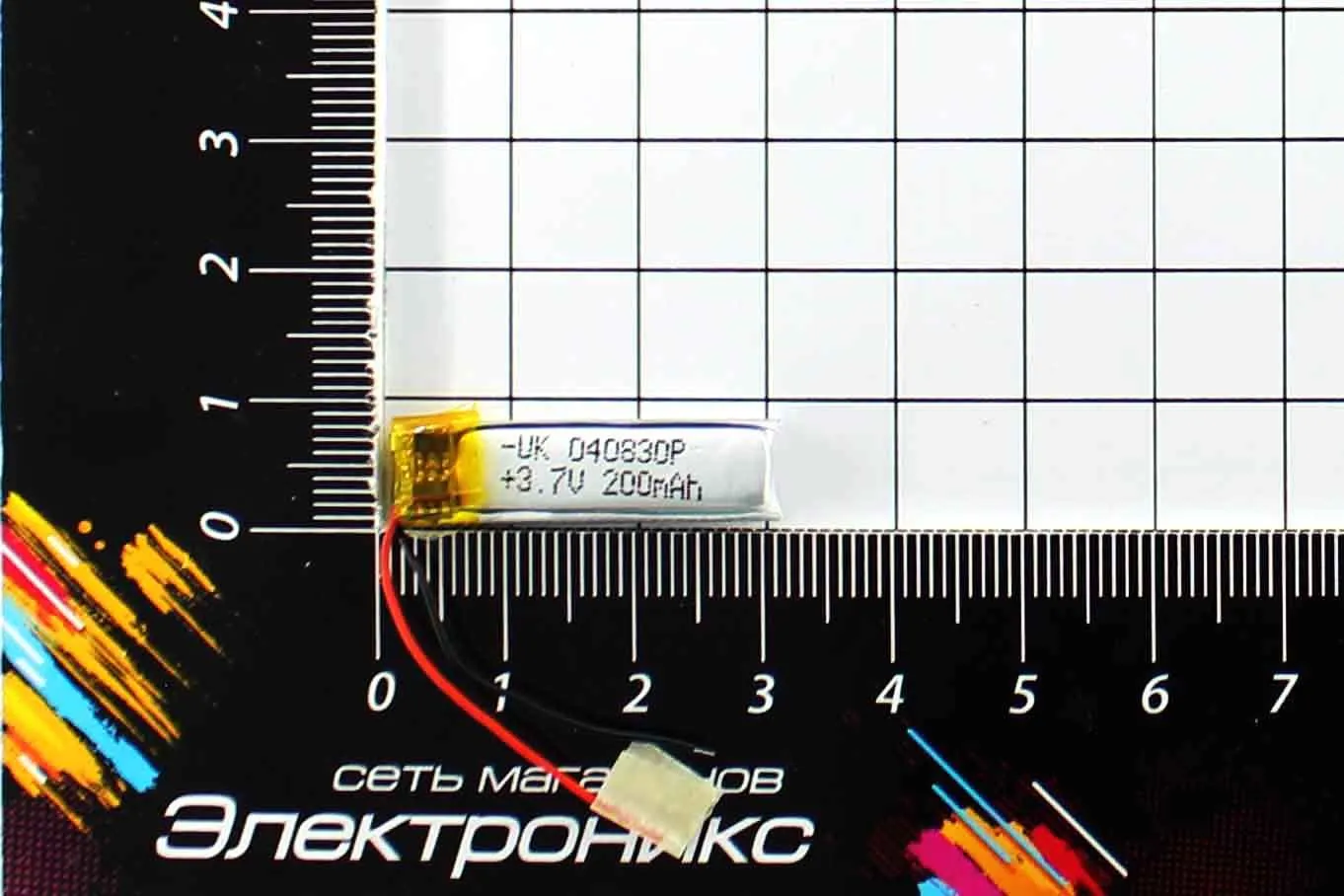 Литий-полимерный аккумулятор 040830P (3X10X33mm) 3.7V 200mAh