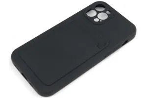 Силиконовый чехол кейс с кармашком под карточку Apple iPhone 12 Pro (черный)