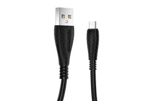 Кабель USB - MicroUSB BOROFONE BX38 круглый 2.4A силикон, 1м (черный)