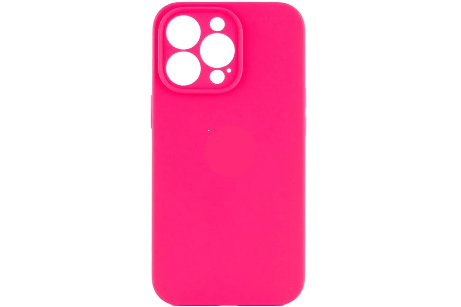 Чехол силиконовый с защитой камеры для Apple iPhone 14 Pro (ярко - розовый)