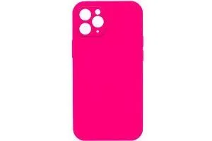 Чехол силиконовый с защитой камеры для Apple iPhone 12 Pro Max (ярко - розовый)