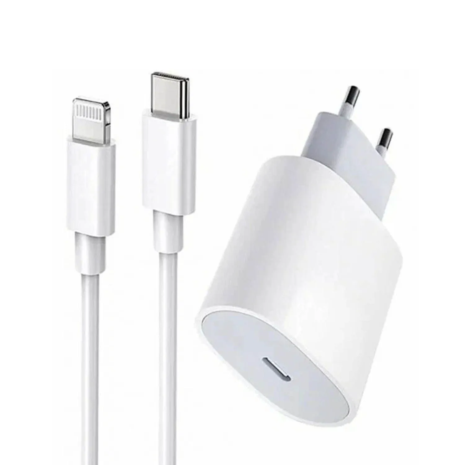 Сетевое зарядное устройство Apple iPhone 11 Type-C 20W в упаковке с кабелем Type-C-Lightning (белый)