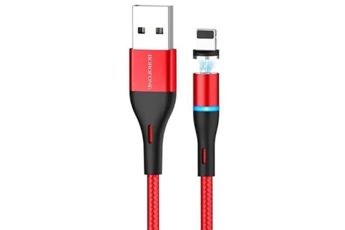 Кабель магнитный USB - Lightning BOROFONE BU16 Skill, 1м (красный)