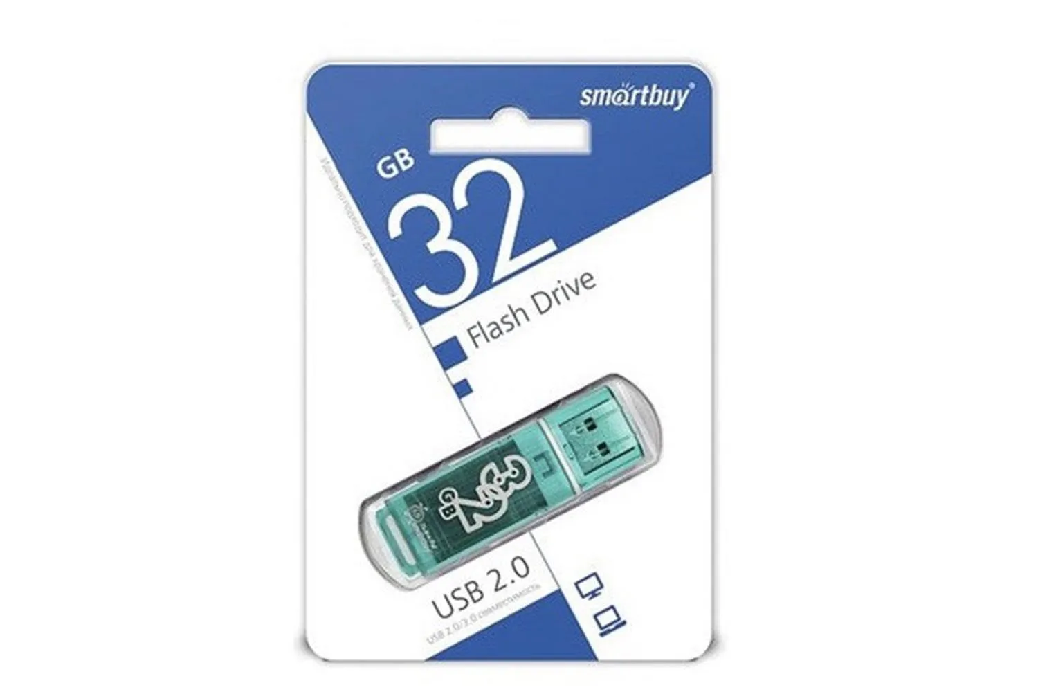 Флеш-накопитель USB  32GB  SmartBuy  Glossy 2.0 (зелёный)