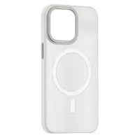 Матовый чехол Apple iPhone 14 с металлической окантовкой с MagSafe (белый)