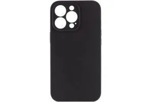 Чехол силиконовый с защитой камеры для Apple iPhone 14 Pro (черный)
