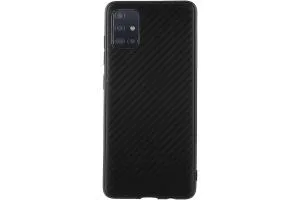 Силиконовый чехол кейс карбон Samsung Galaxy A71 (черный)