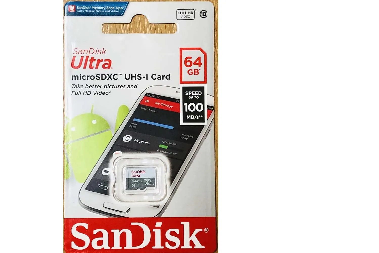 Карта памяти MicroSD 64GB SanDisk Class 10 Ultra Light UHS-I (100 Mb/s) без адаптера