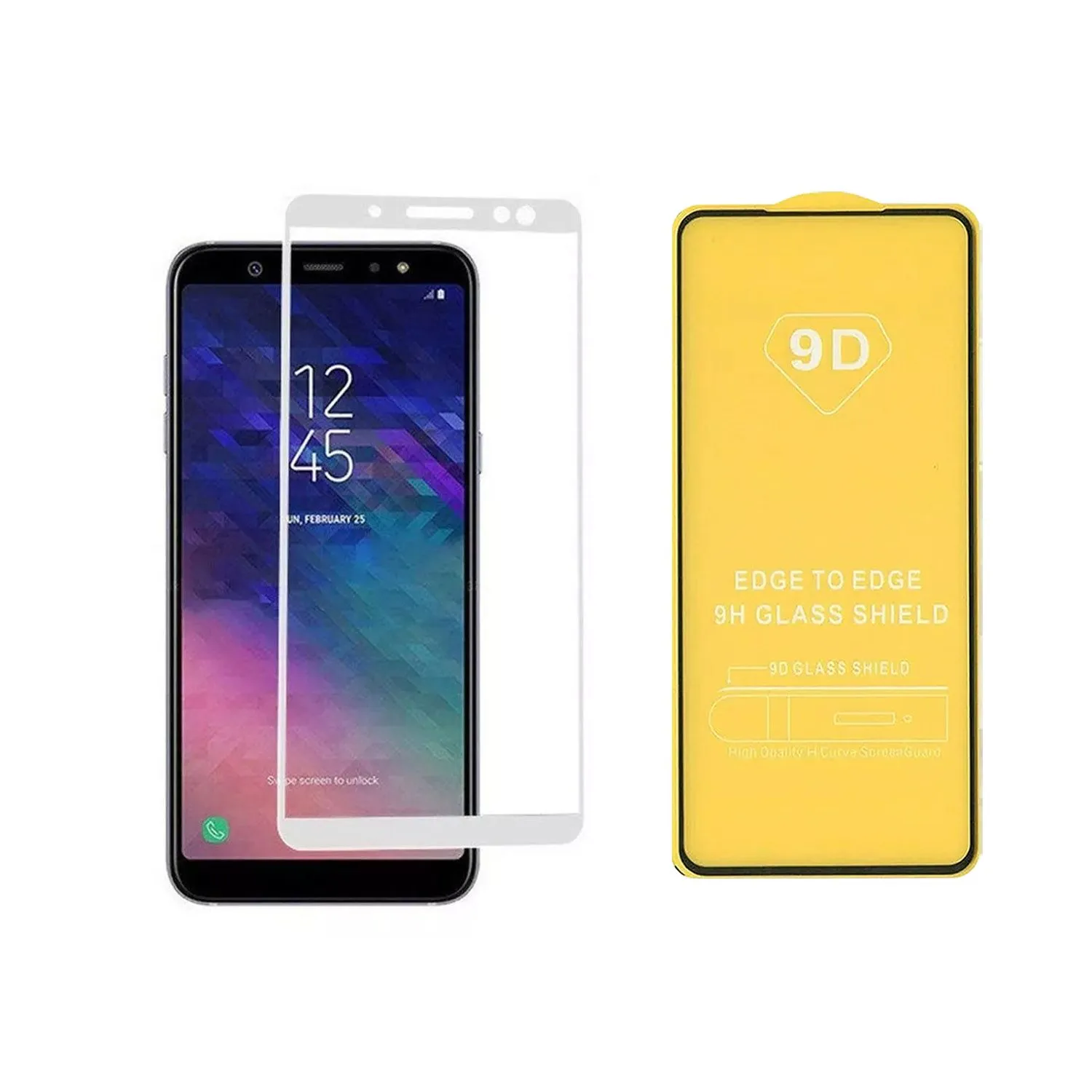 Противоударное стекло LEIWEI для дисплея Samsung Galaxy A8 Plus 2018 SM-A730F 9D тех.упаковка (белый