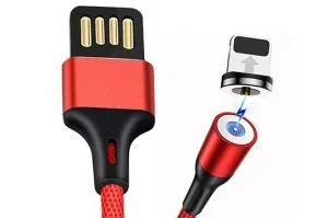 Кабель магнитный USB - Lightning RadboX в тканевой оплетке, 1м (красный)