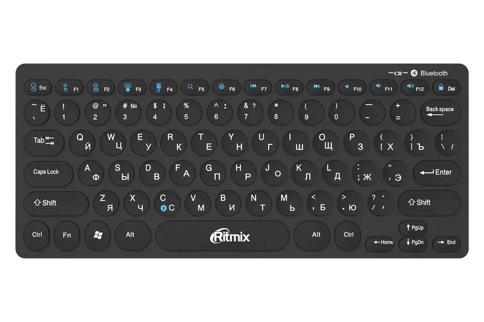 Клавиатура беспроводная компактная RITMIX RKB-310BTH Bluetooth (черный)