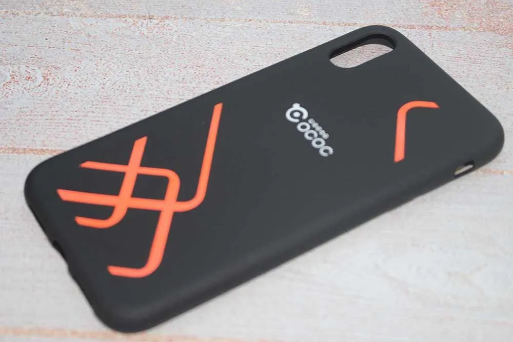 Чехол силиконовый кейс с принтом Геометрия 1.2mm для Apple iPhone Xr (черно-оранжевый)