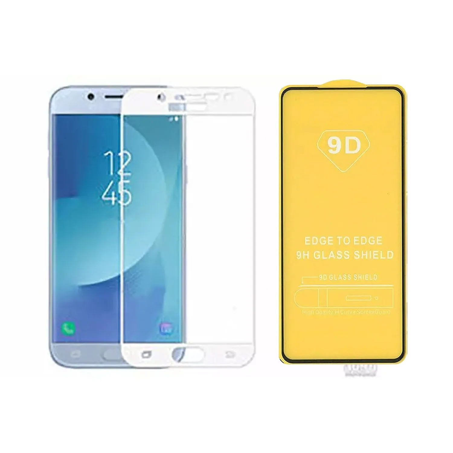 Противоударное стекло LEIWEI для дисплея Samsung Galaxy J7 Plus 9D тех.упаковка (белый)