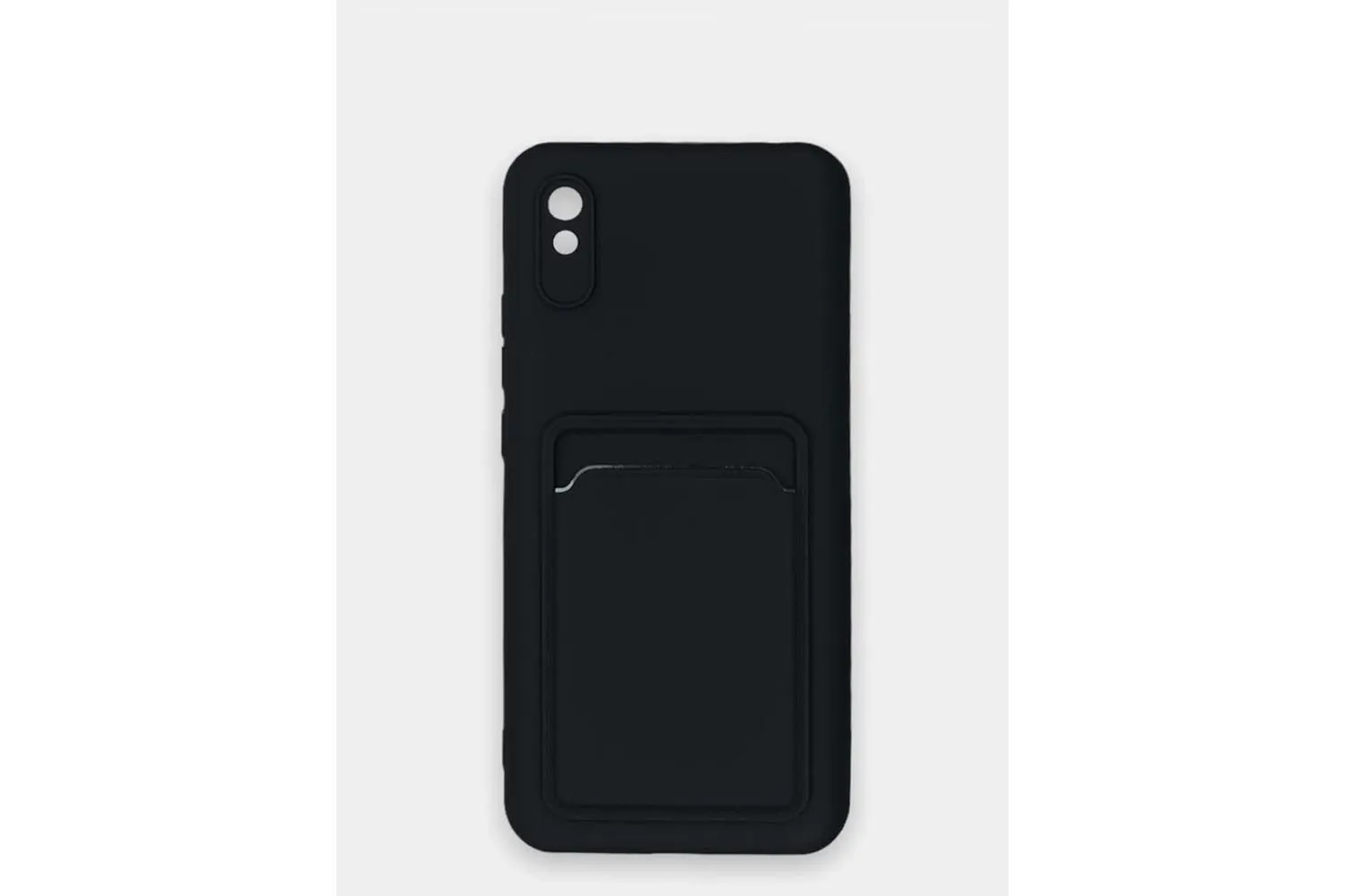 Силиконовый чехол кейс с кармашком под карточку Xiaomi Redmi 9A (черный)