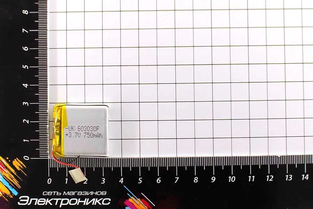 Литий-полимерный аккумулятор 603030P (30X30X6mm) 3.7V 750mAh