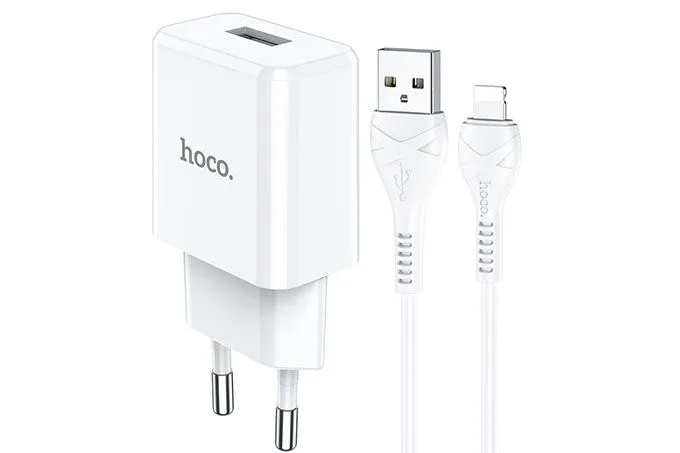 Сетевое зарядное устройство HOCO N9 Especial с кабелем Lightning, 2.1A (белый)