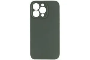 Чехол силиконовый с защитой камеры для Apple iPhone 14 Pro (темно - зеленый)