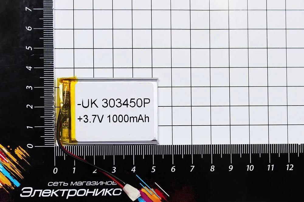 Литий-полимерный аккумулятор UK303450 (50X35X4mm) 3,7V 1000mAh