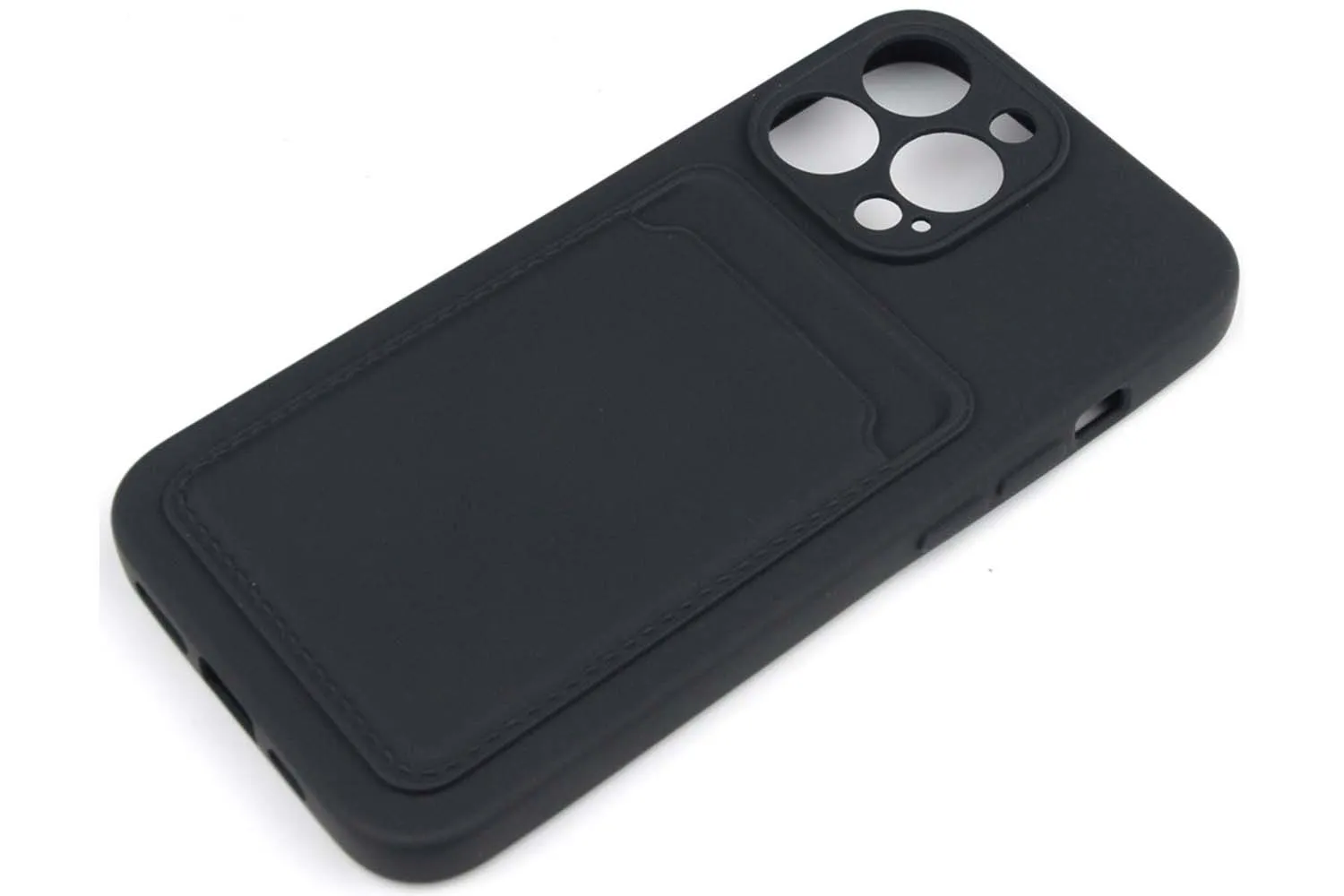 Силиконовый чехол кейс с кармашком под карточку Apple iPhone 13 Pro (черный)