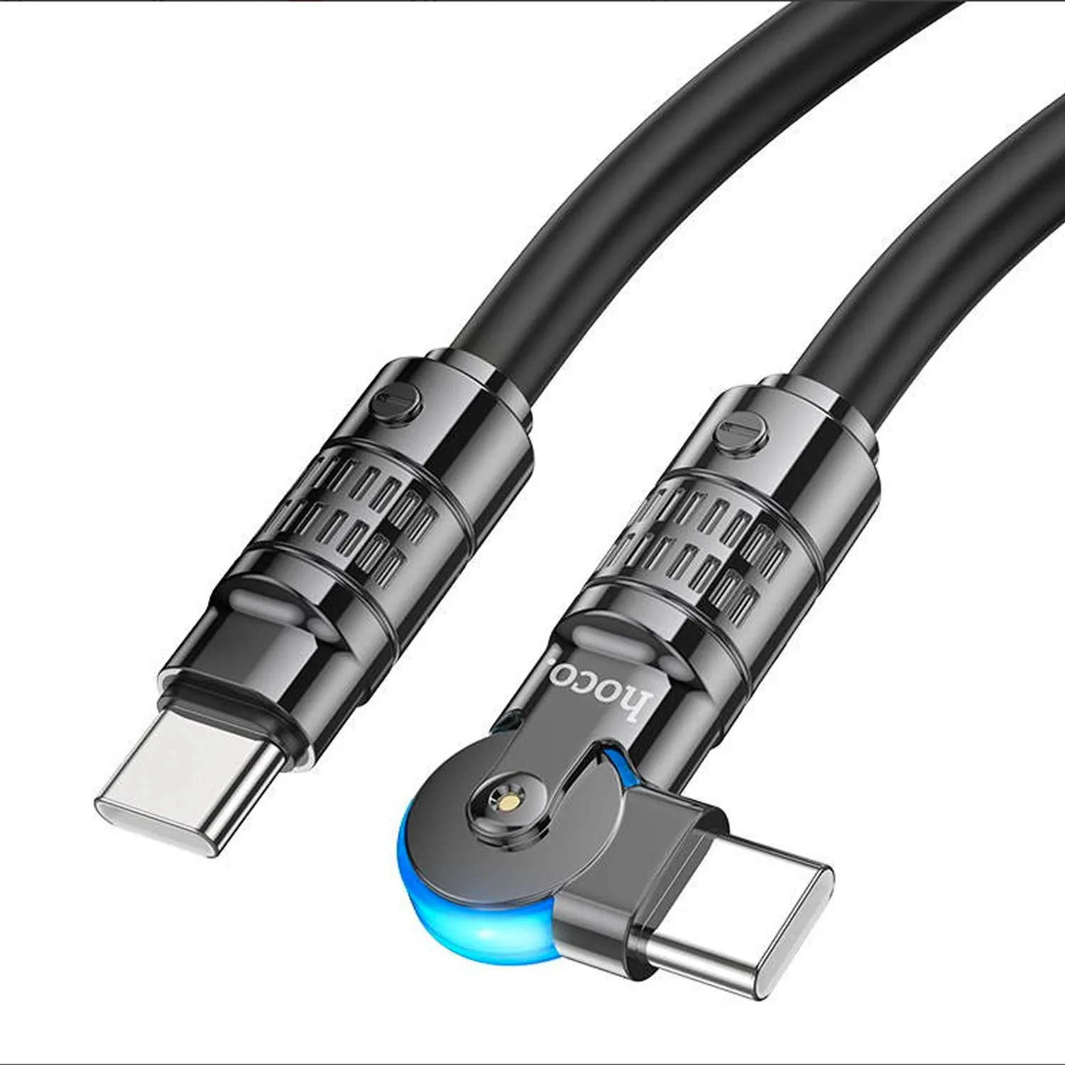 Кабель USB Type-C - USB Type-C HOCO U118 60W поворотный (черный) 1м
