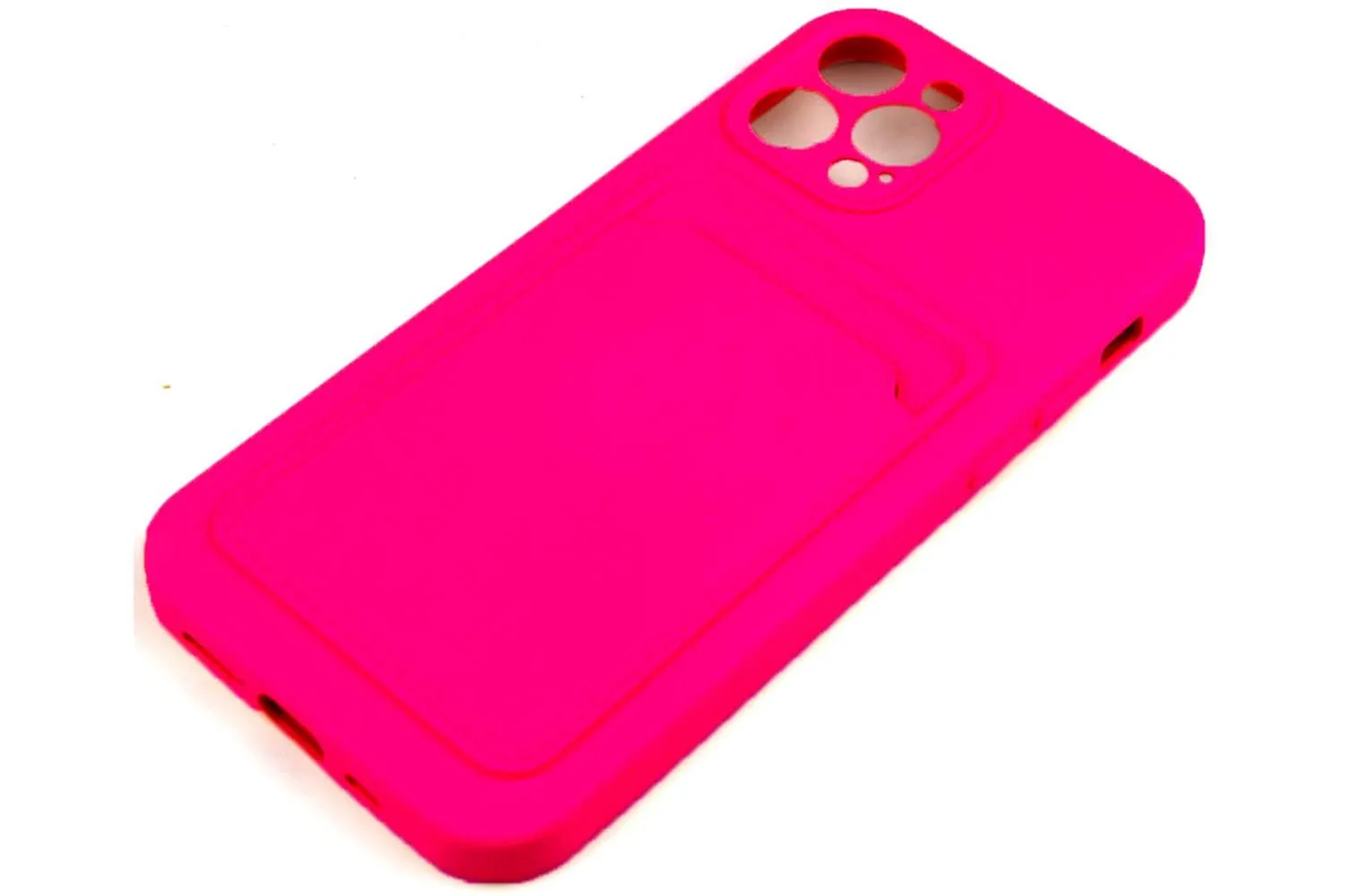 Силиконовый чехол кейс с кармашком под карточку Apple iPhone 12 Pro (розовый)