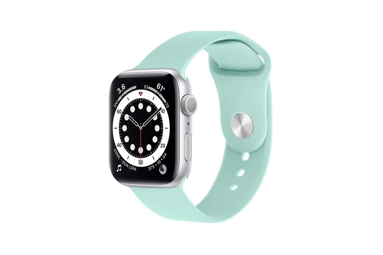 Ремешок силиконовый Apple Watch 42mm, 44mm, MS (бирюзовая мята)