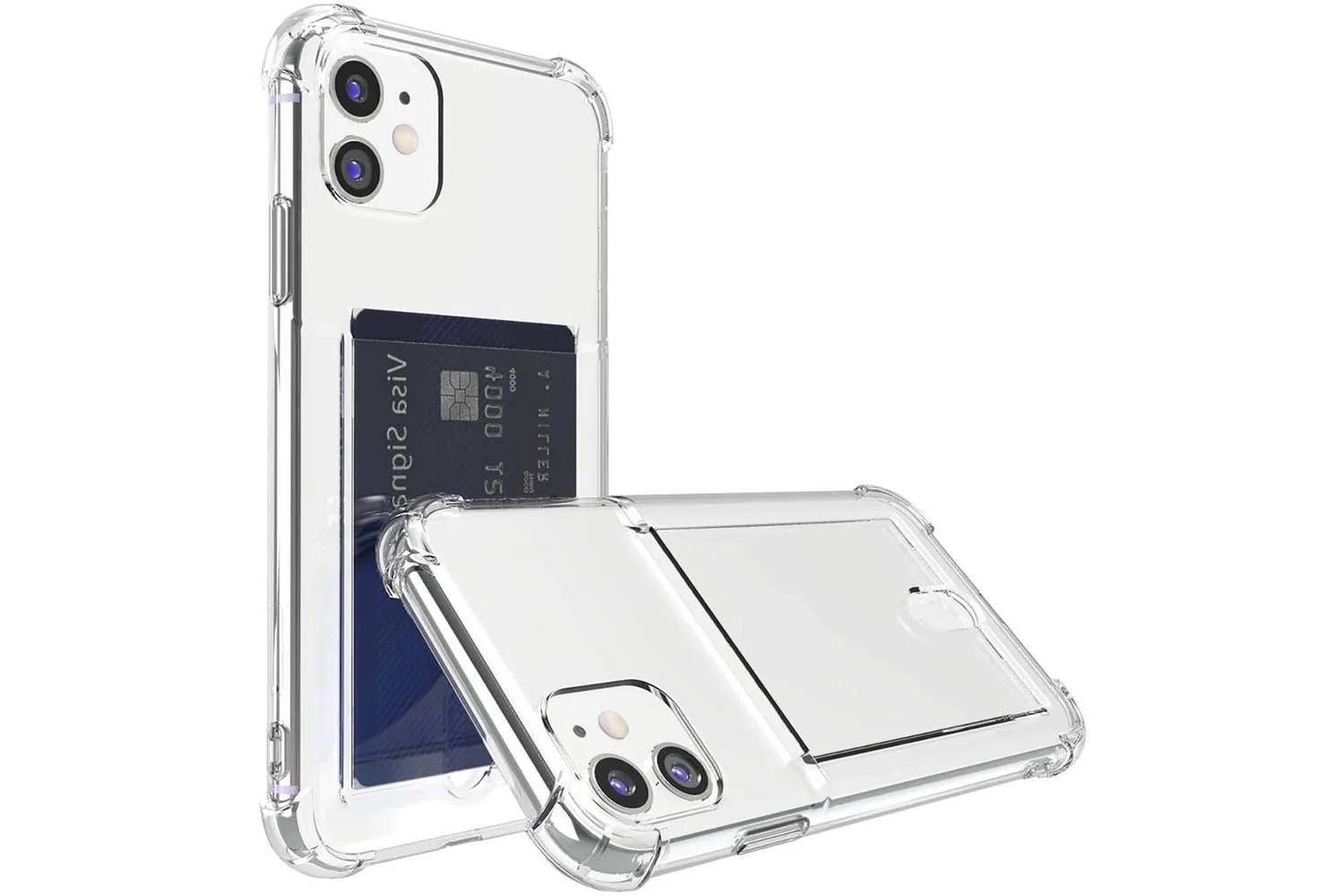 Силиконовый чехол с кармашком под карточку Apple iPhone 11 (прозрачный)