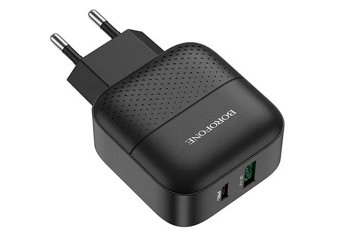 Сетевое зарядное устройство Borofone BA46A Premium, USB, Type-C, PD3.0, QC3.0, QC2.0 (черный)