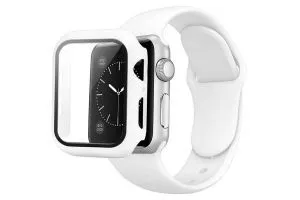 Чехол + защитное стекло + ремешок на часы Apple Watch 44mm Case / Кейс накладка 44мм (белый)