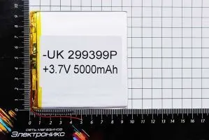 Литий-полимерный аккумулятор UK299399P (99X94x3mm) 3.7V 5000mAh