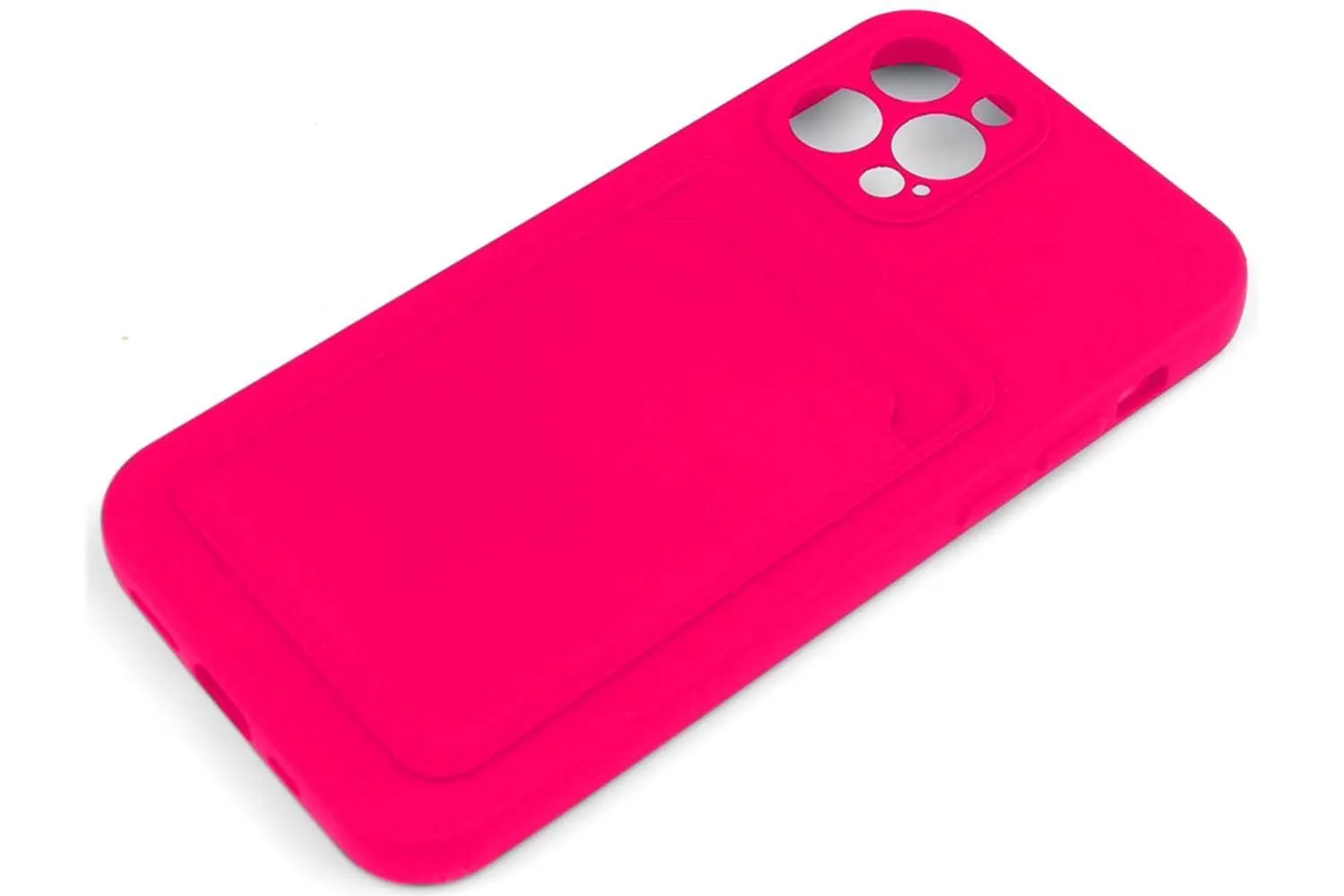 Силиконовый чехол кейс с кармашком под карточку Apple iPhone 12 (розовый)