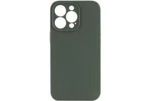 Чехол силиконовый с защитой камеры для Apple iPhone 14 Pro Max (темно - зеленый)