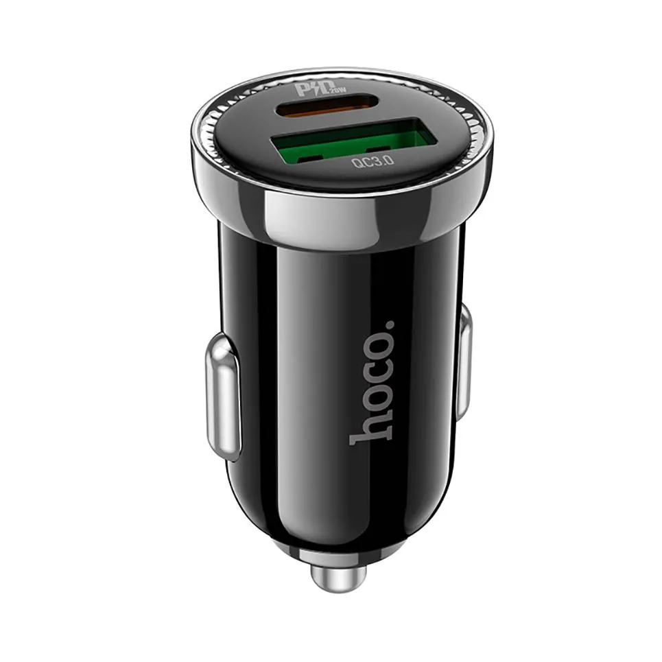 Автомобильное зарядное устройство HOCO Z44 Leading, USB+Type-C, 20W, 3A (черный)