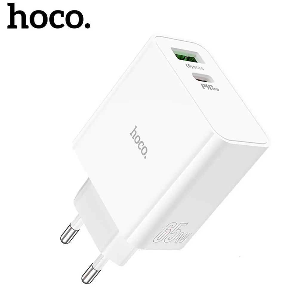 Сетевое зарядное устройство HOCO C113A USB - 3.0, Type-C - 65W, (белый)
