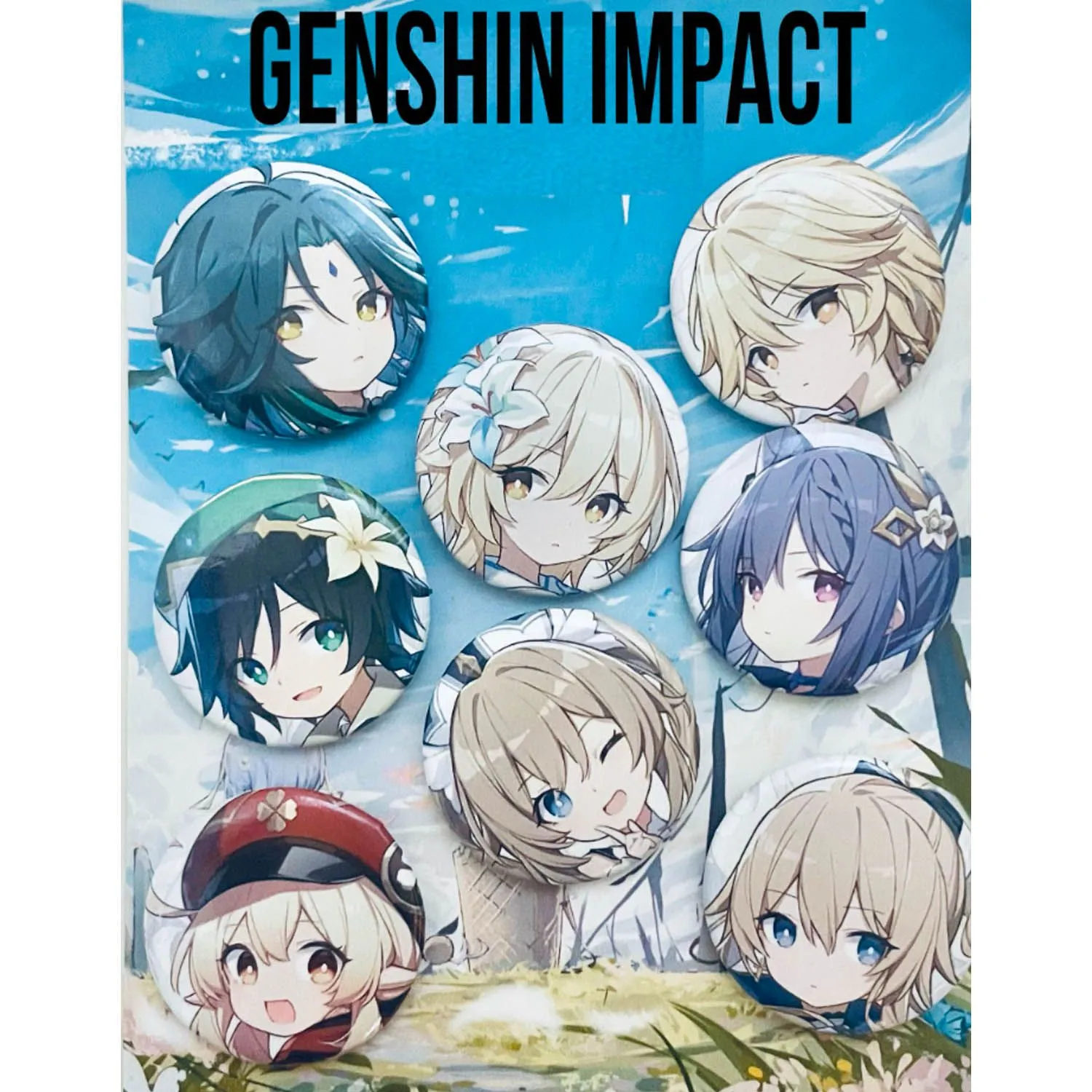 Значки "Genshin Impact" 3см (8шт)