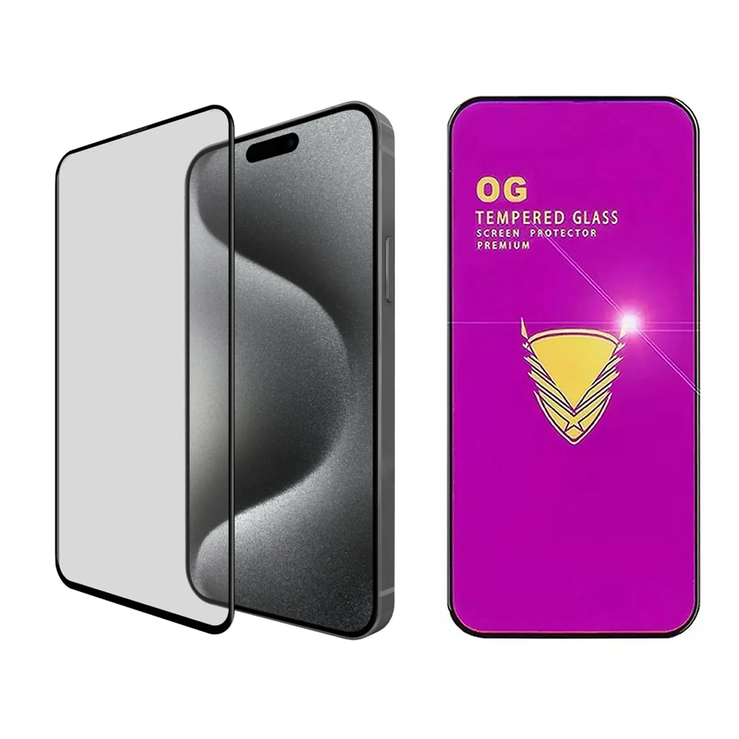 Противоударное стекло OG Tempered Glass для дисплея Apple iPhone 15 Pro Max 9H тех.уп.черный)