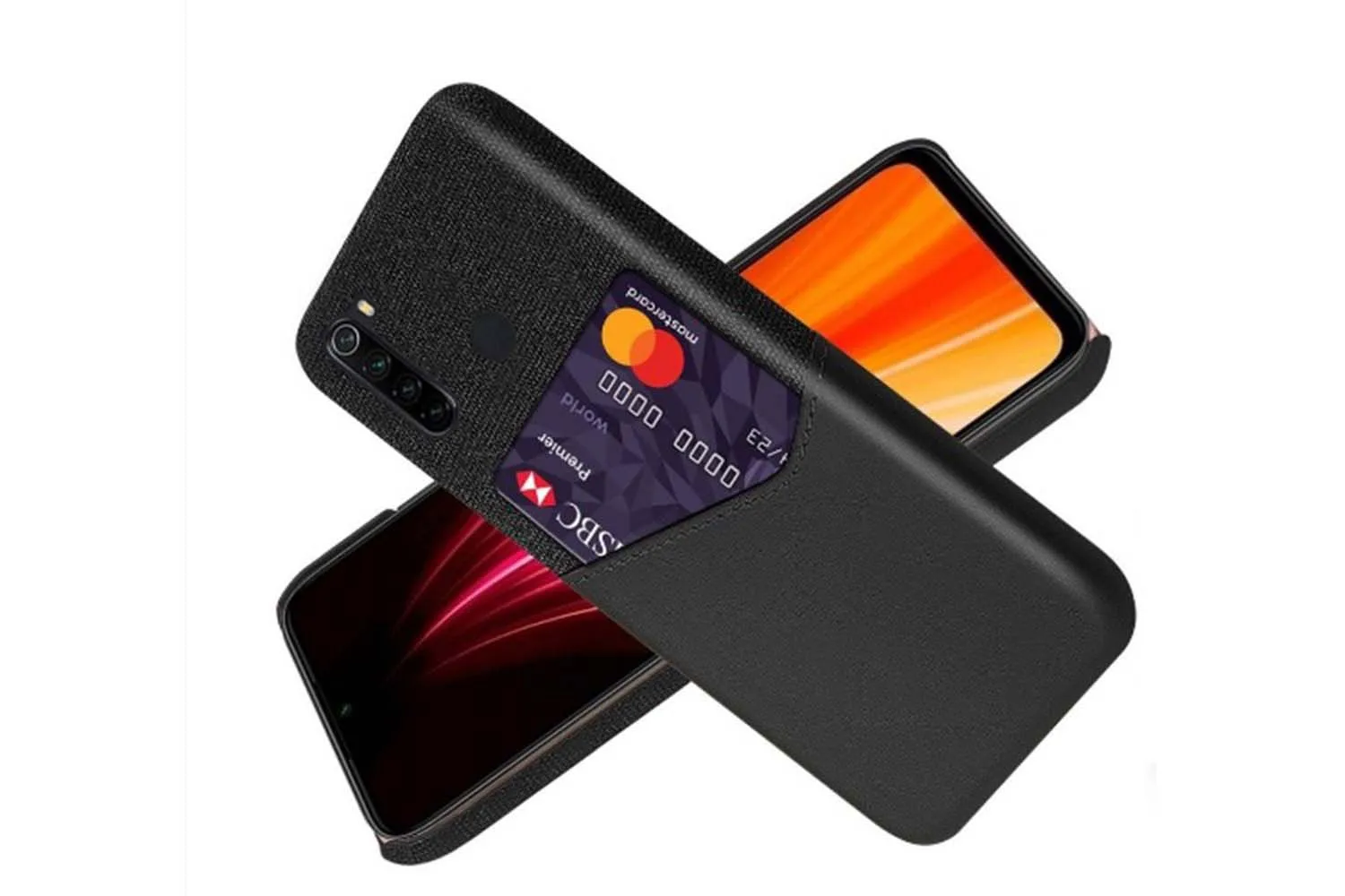 Силиконовый чехол кейс с кармашком под карточку Xiaomi Redmi Note 8 (черный)