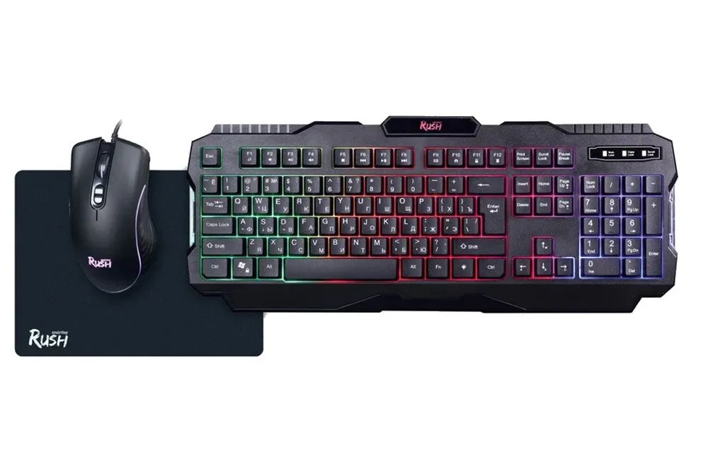 Набор игровой клавиатура+мышь+коврик Smartbuy RUSH Shotgun с RGB подсветкай (черный) 