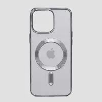 Чехол прозрачный силиконовый для Apple iPhone 14 Pro Max с MagSafe (серебристый)