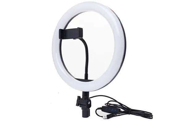 Кольцевая светодиодная лампа Ring Fill Light с держателем для телефона, диаметр 26см (белый)