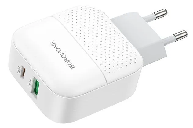 Сетевое зарядное устройство Borofone BA46A Premium, USB, Type-C, PD3.0, QC3.0, QC2.0 (белый)