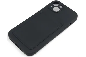 Силиконовый чехол кейс с кармашком под карточку Apple iPhone 13 (черный)